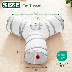 Love's cabin cat tunnel with peephole and ball toy for interactive kitten play
