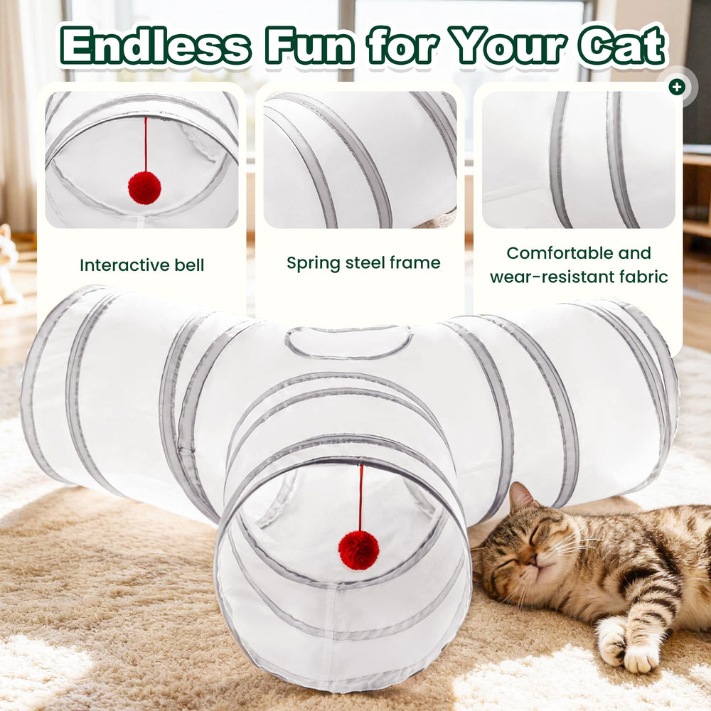 Love's cabin cat tunnel tear-resistant frame ensures durable indoor fun