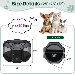 Love's cabin dog playpen carrying case enables easy travel and storage.