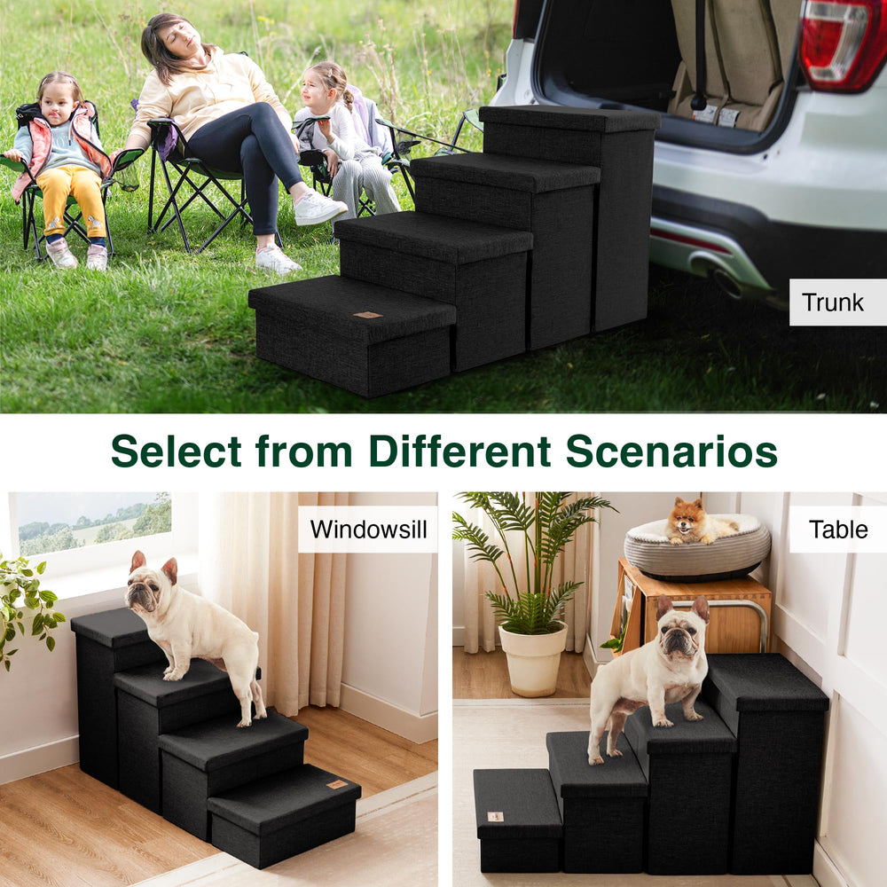 Love's cabin dog stairs four-step build offers safe, gradual climbs for pets.