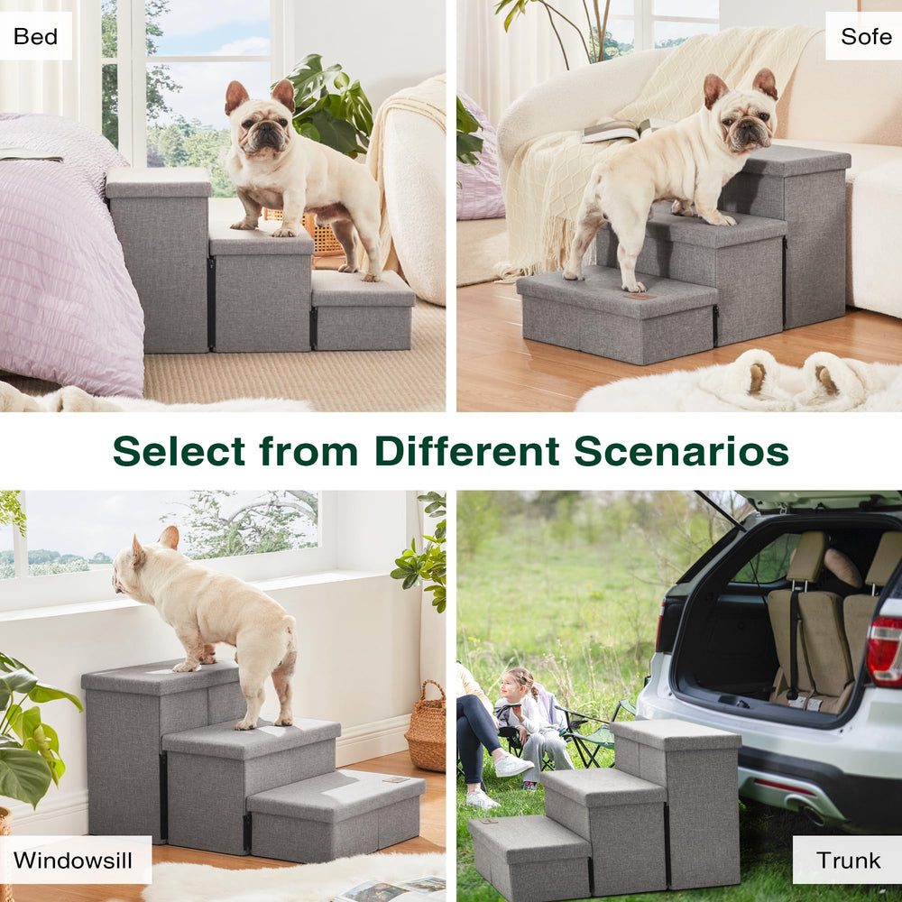 Love's cabin dog stairs dimensions-fit up to 20 inches bed height.