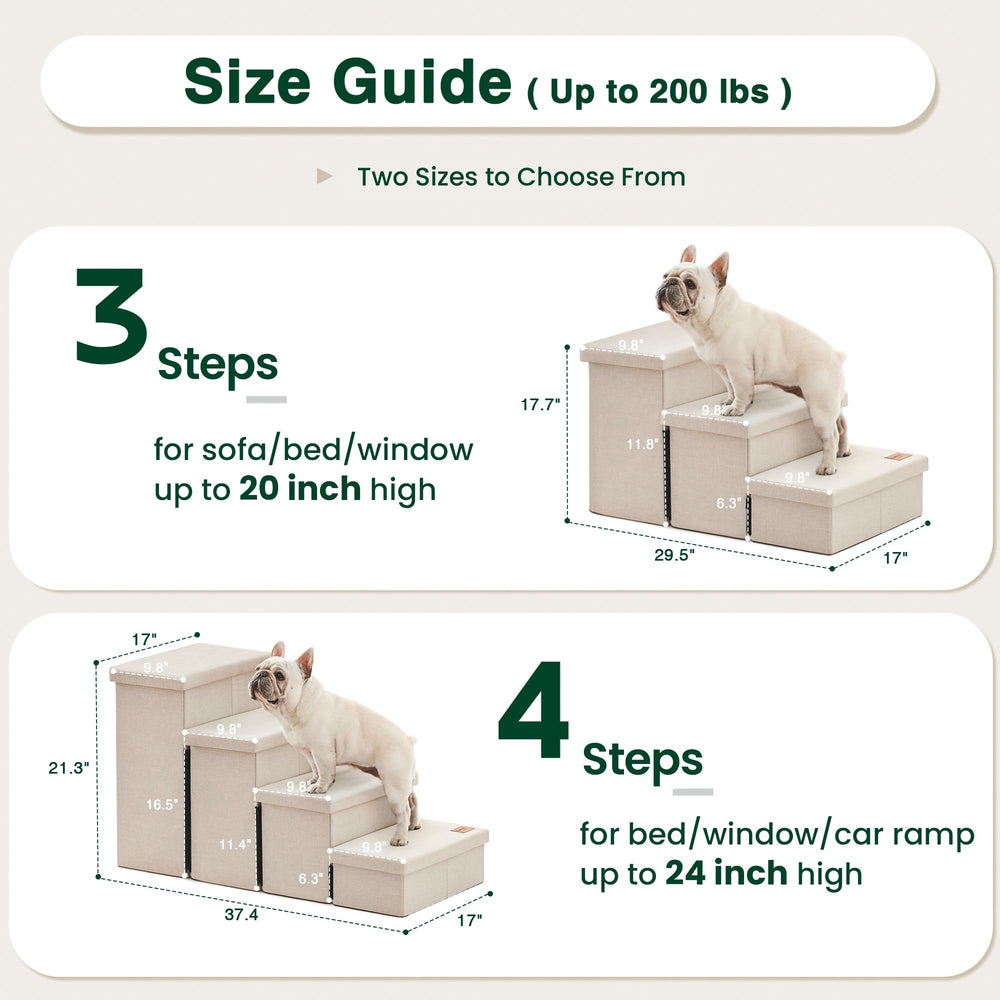 Love's cabin dog stairs foldable with under-step storage compartments for toys