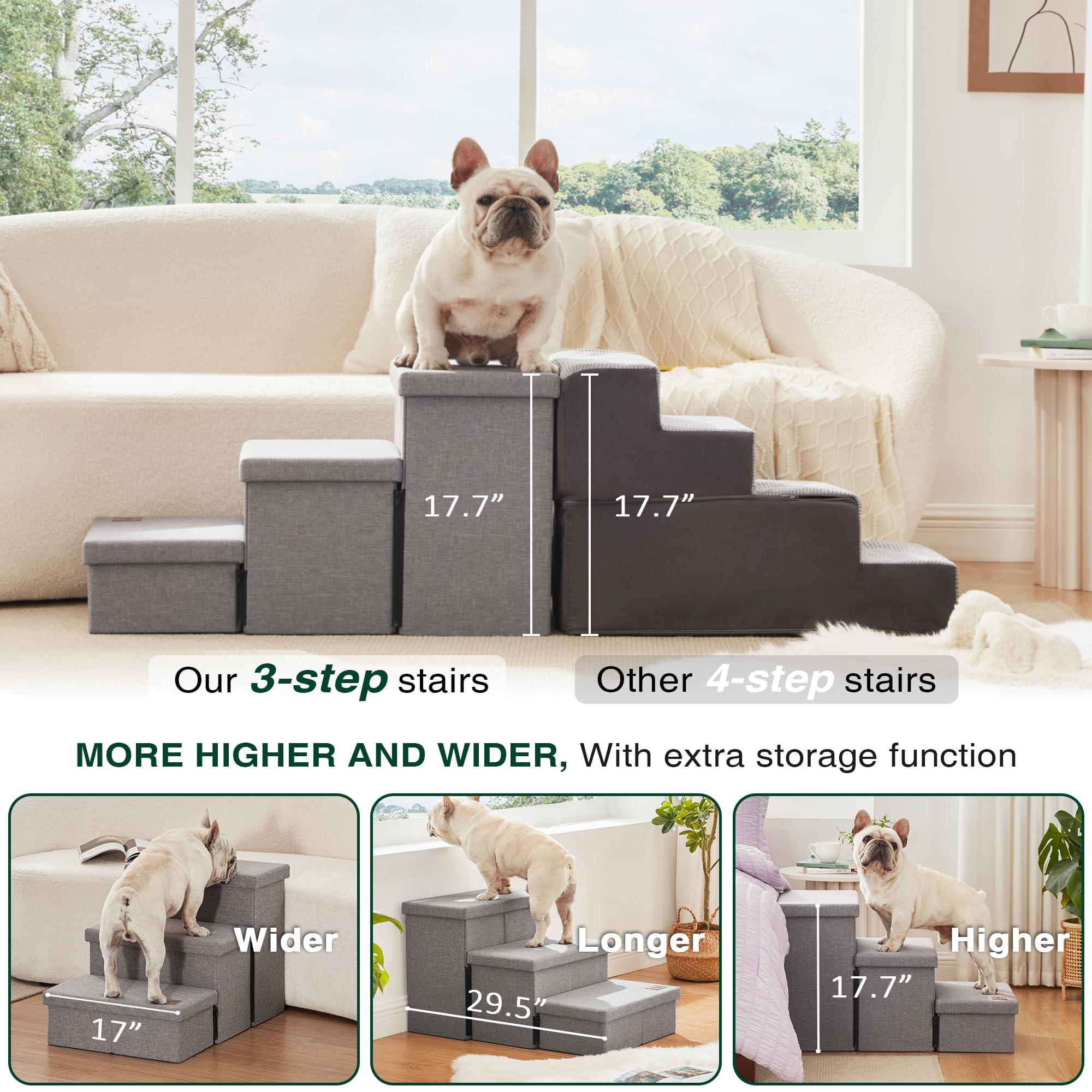Love's cabin dog stairs non-slip-base keeps pets secure during climbs.