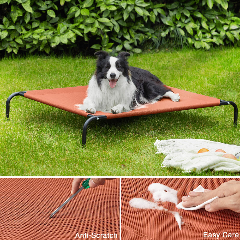 Love's cabin elevated cooling dog bed frame close-up