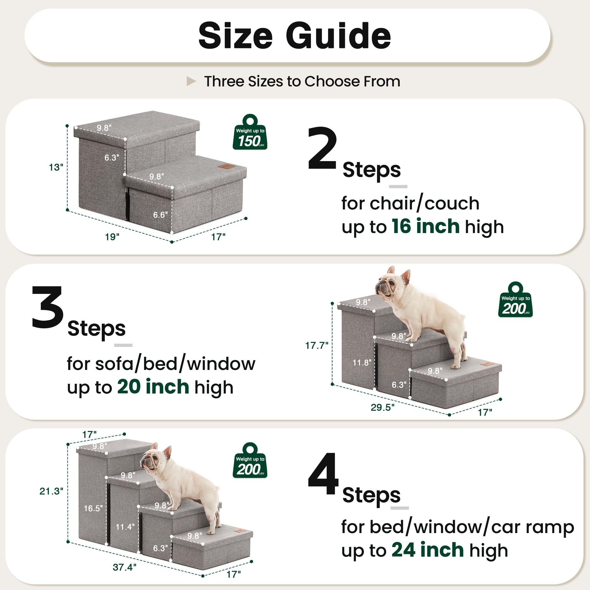 Love's cabin foldable dog stairs are easy to store when not in use.