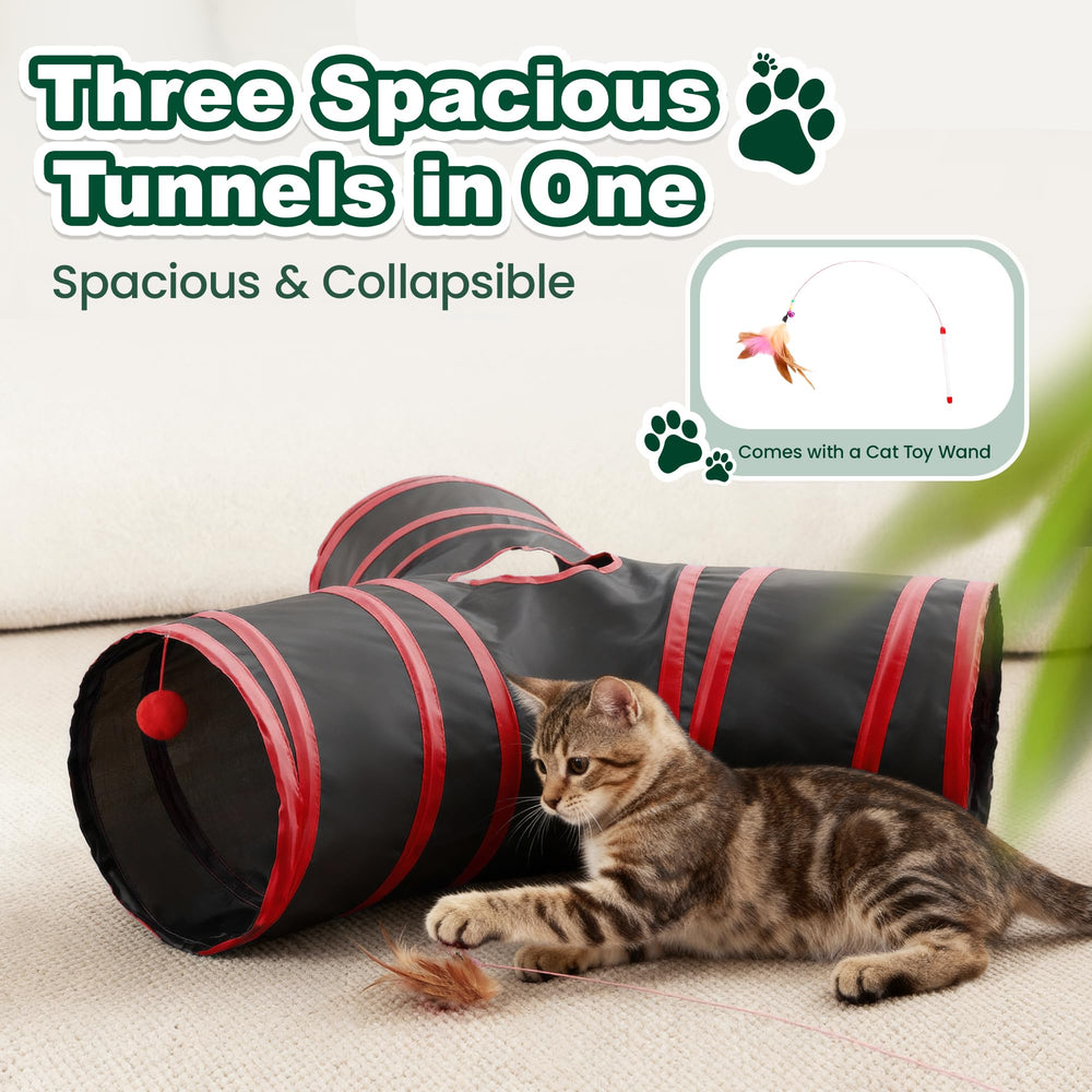 Love's cabin tunel gatos bola-juguete en la salida para interacción.