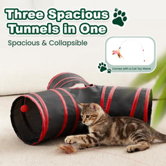 Love's cabin tunel gatos bola-juguete en la salida para interacción.