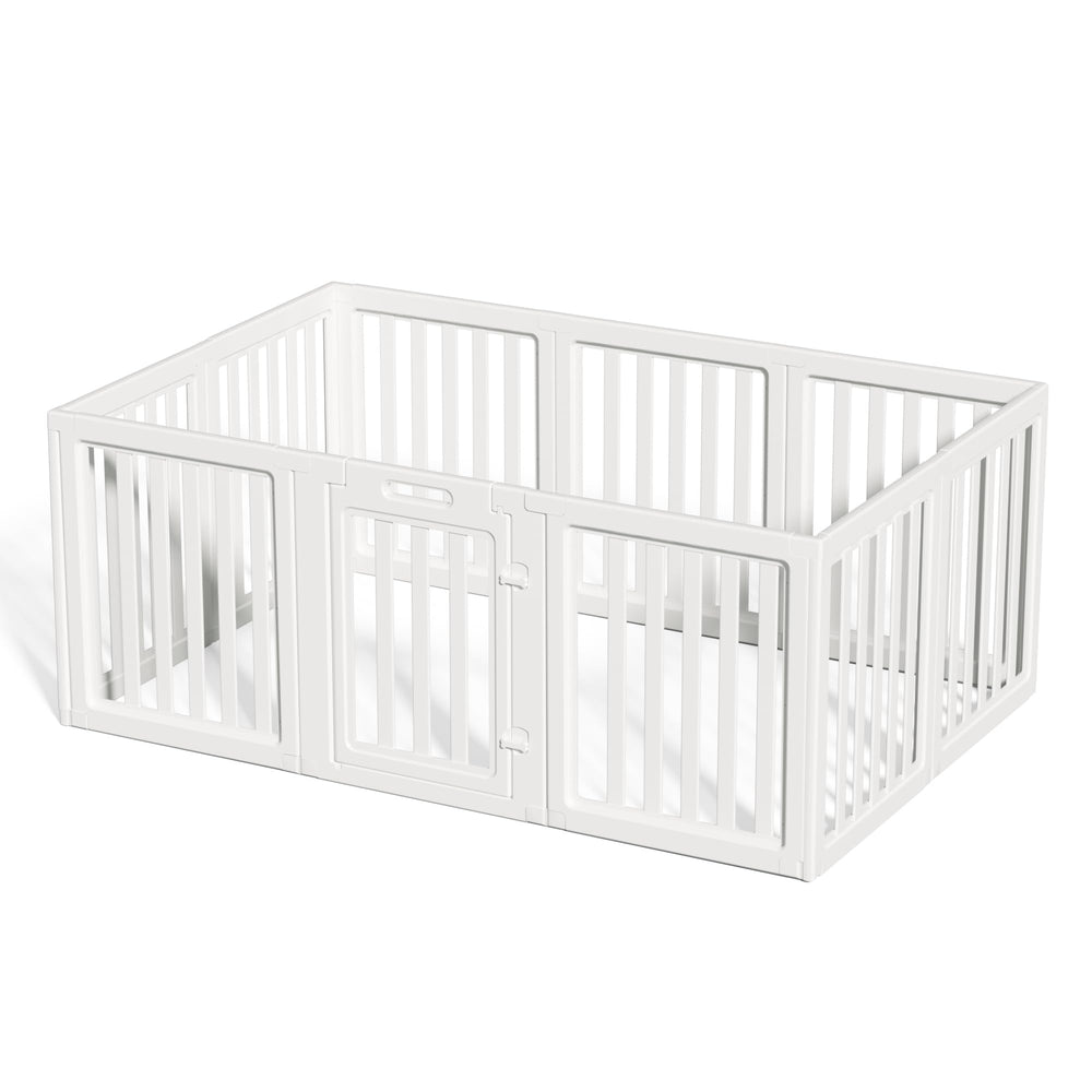 LoveTail Clear Dog Play Pen assembly highlights flexible panel setup for versatile spaces