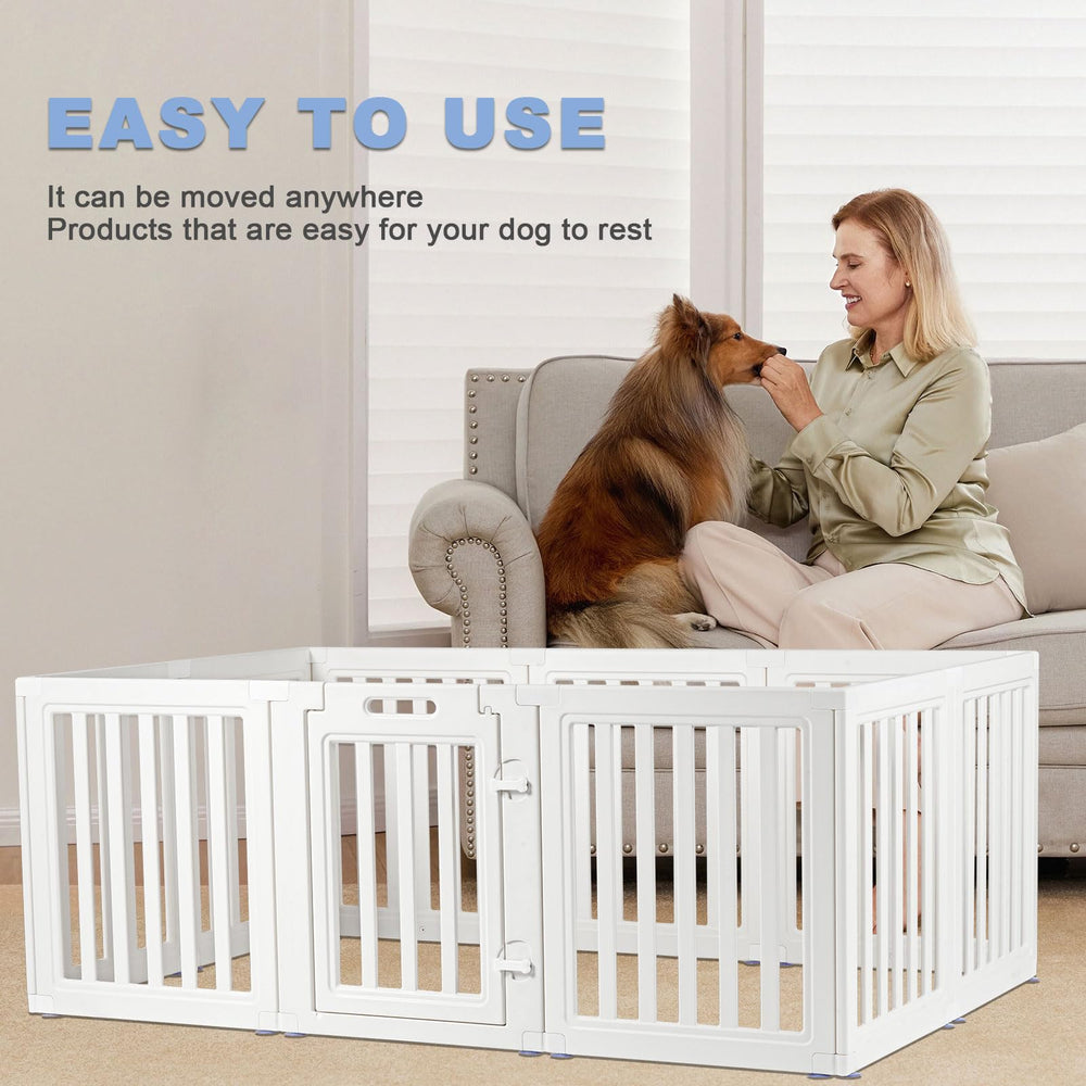 LoveTail Clear Dog Play Pen modern cream poles blend with home decor