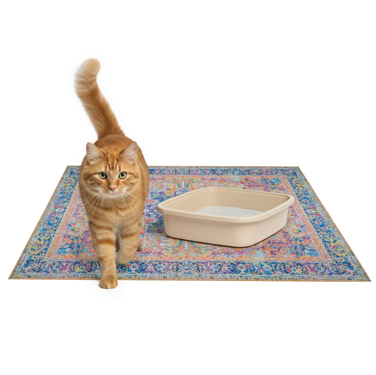 Lovewag Pets cat litter mat two-pack 36x48 coverage traps litter for cleaner floors.