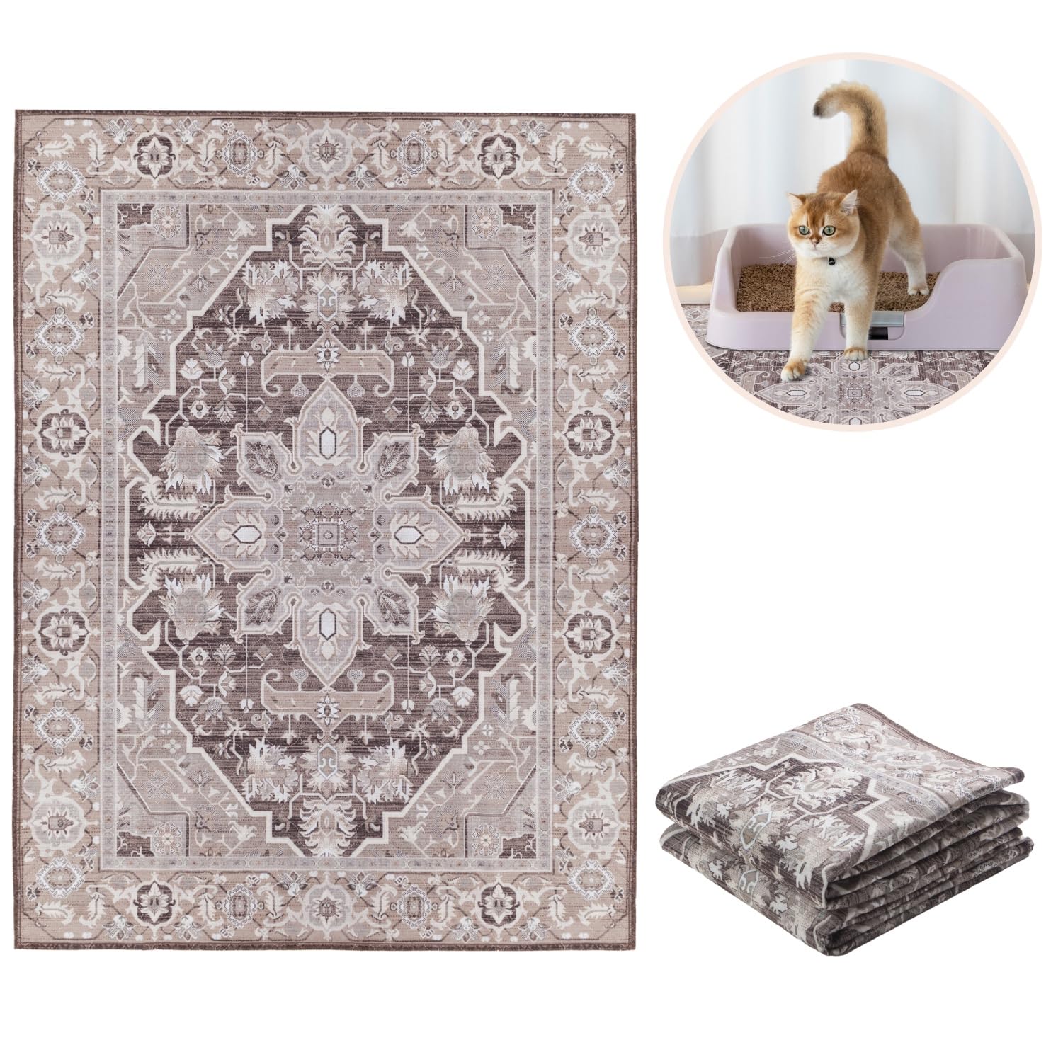 Lovewag Pets cat litter mat dump-wash-convenience shows quick debris release