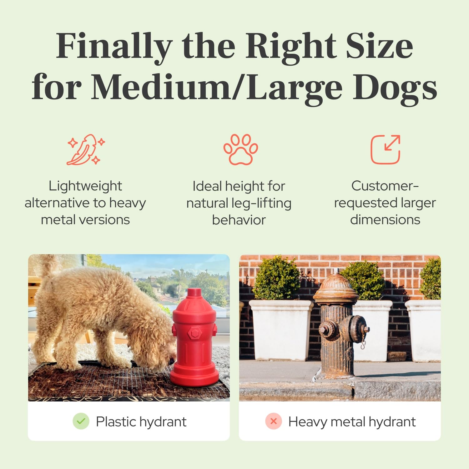 Lovewag Pets fire hydrant 8x14 lightweight design showing easy relocation.