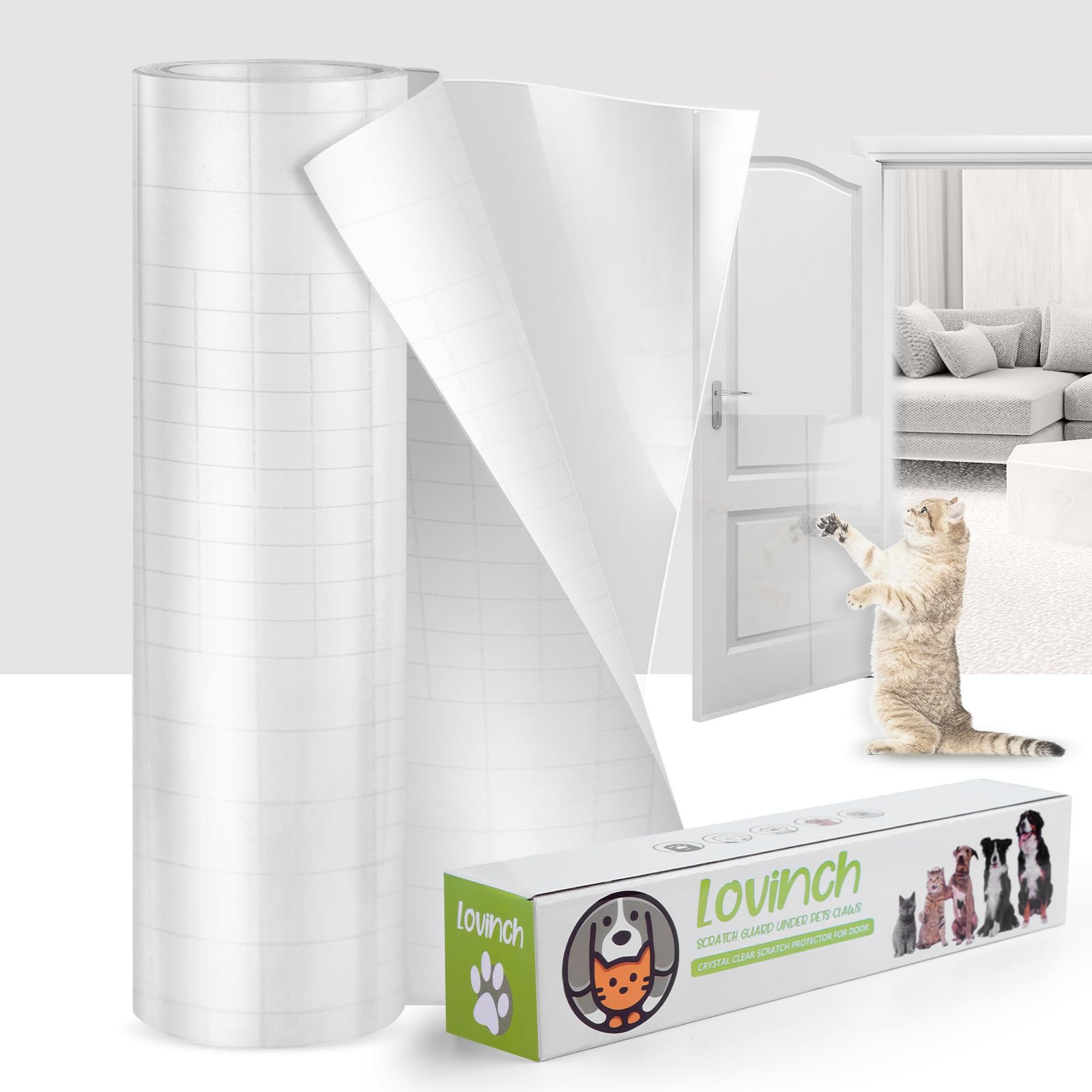 Lovinch thicken vinyl protector on a large roll shields furniture from cat claws and daily wear.