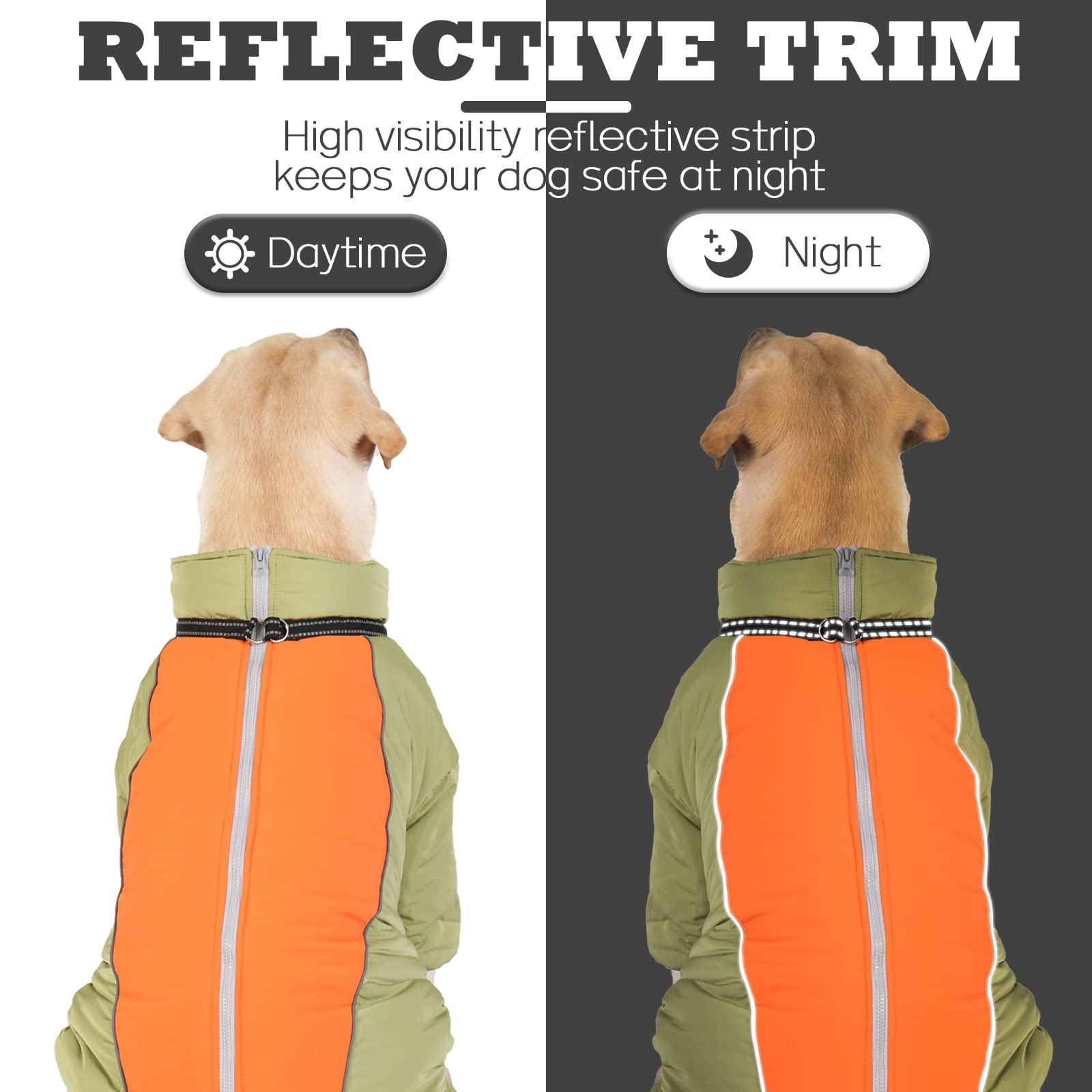 LOVINFURBABY reflective stripes image, night visibility improves safety during dusk strolls.