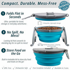 Loving Pets Bella Roma folding legs provide stability during meals.