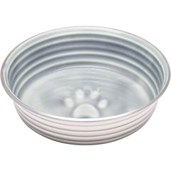 Loving Pets Le Bol embossed paw detail emphasizes elegant durability during feeding.