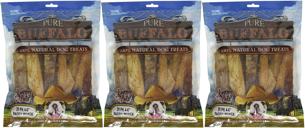 Loving Pets Pure Buffalo Backstrap Tendons 4-6 inch pack for dogs, supports dental health and chew enjoyment.