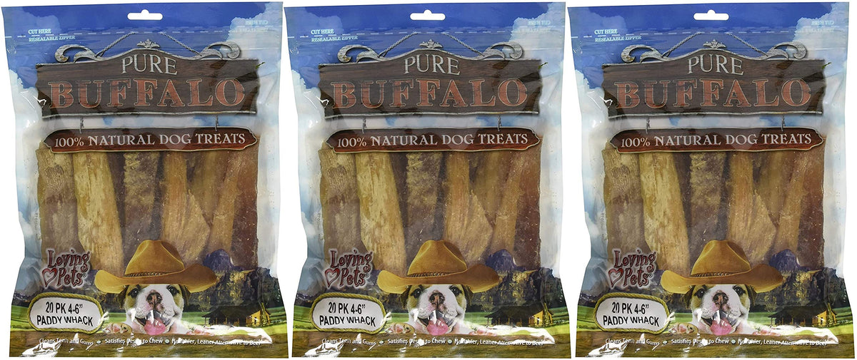 Loving Pets Pure Buffalo Backstrap Tendons 4-6 inch pack for dogs, supports dental health and chew enjoyment.