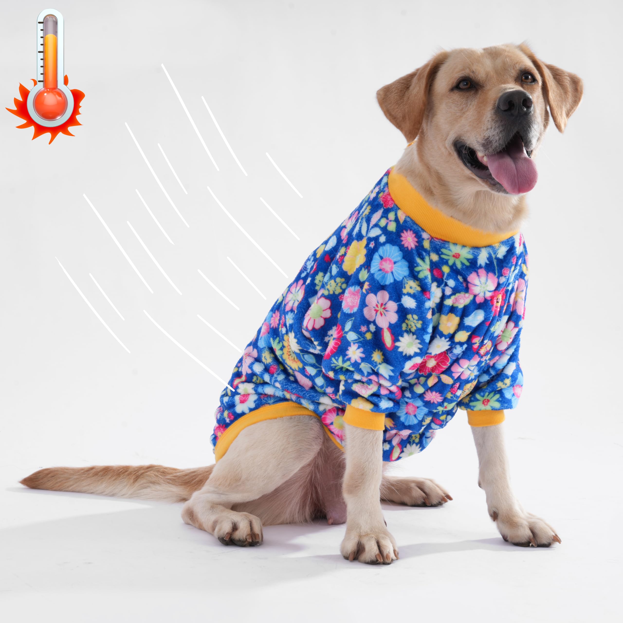 LovinPet Big Dog Fleece Pajamas back view blue for secure warmth