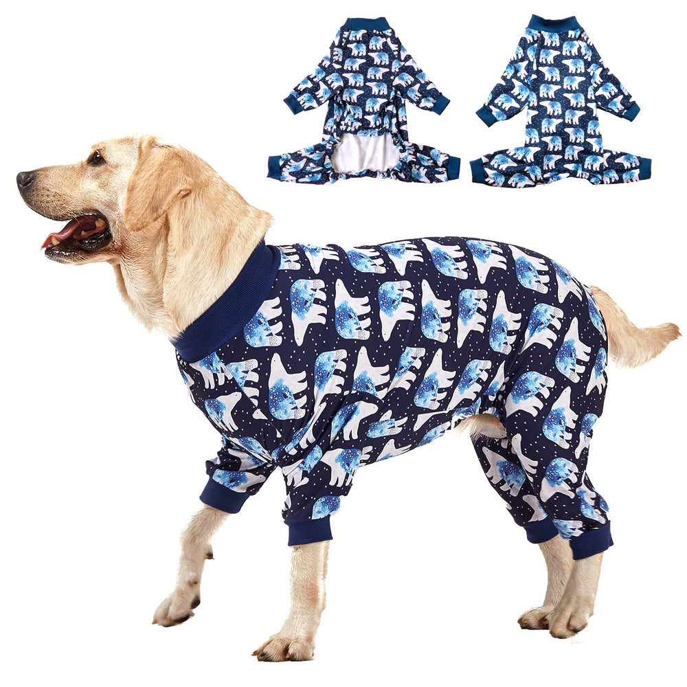 LovinPet Big Dog Pajamas with astronaut print front offers cozy coverage for large dogs during sleep