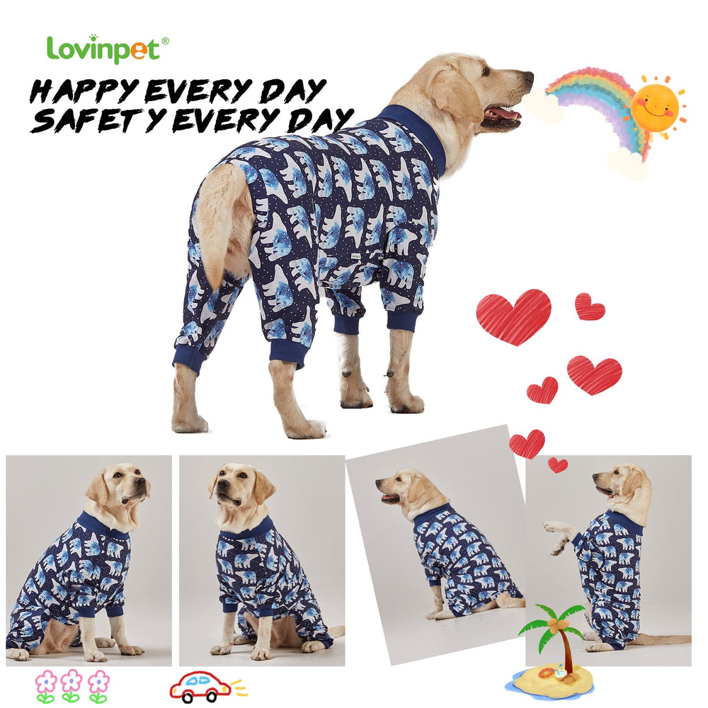 LovinPet Big Dog Pajamas pictured on a large breed, highlighting breathable comfort
