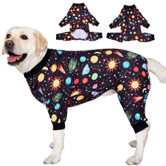 LovinPet Big Dogs Onesie in interstellar black offers lightweight comfort for large breeds.