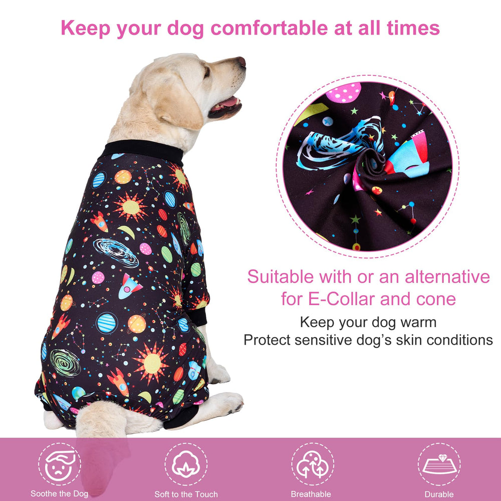 Easy-on pull-on design of LovinPet Big Dogs Onesies for quick wardrobe changes.