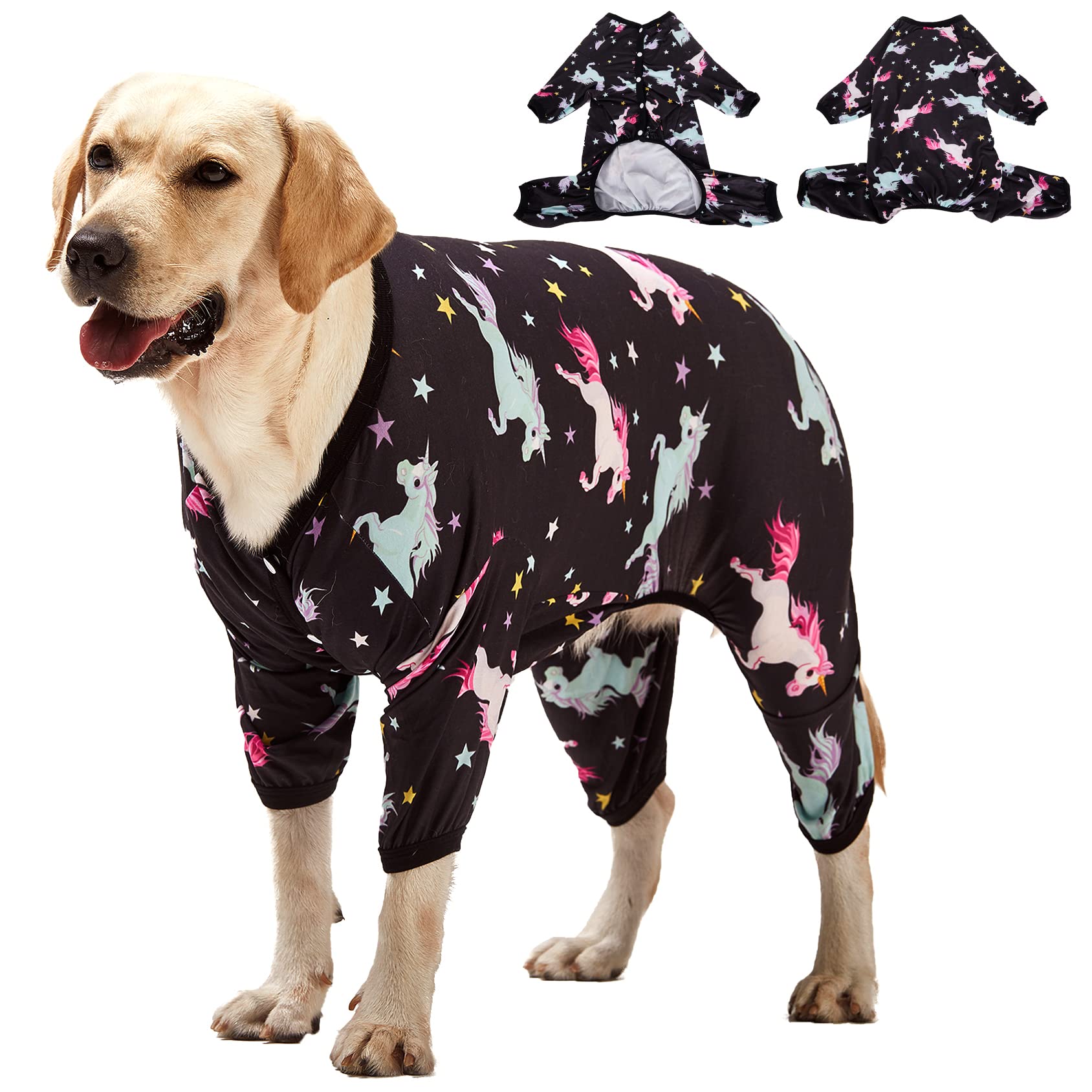 LovinPet big dogs onesies front view with wild horses print for cozy wear
