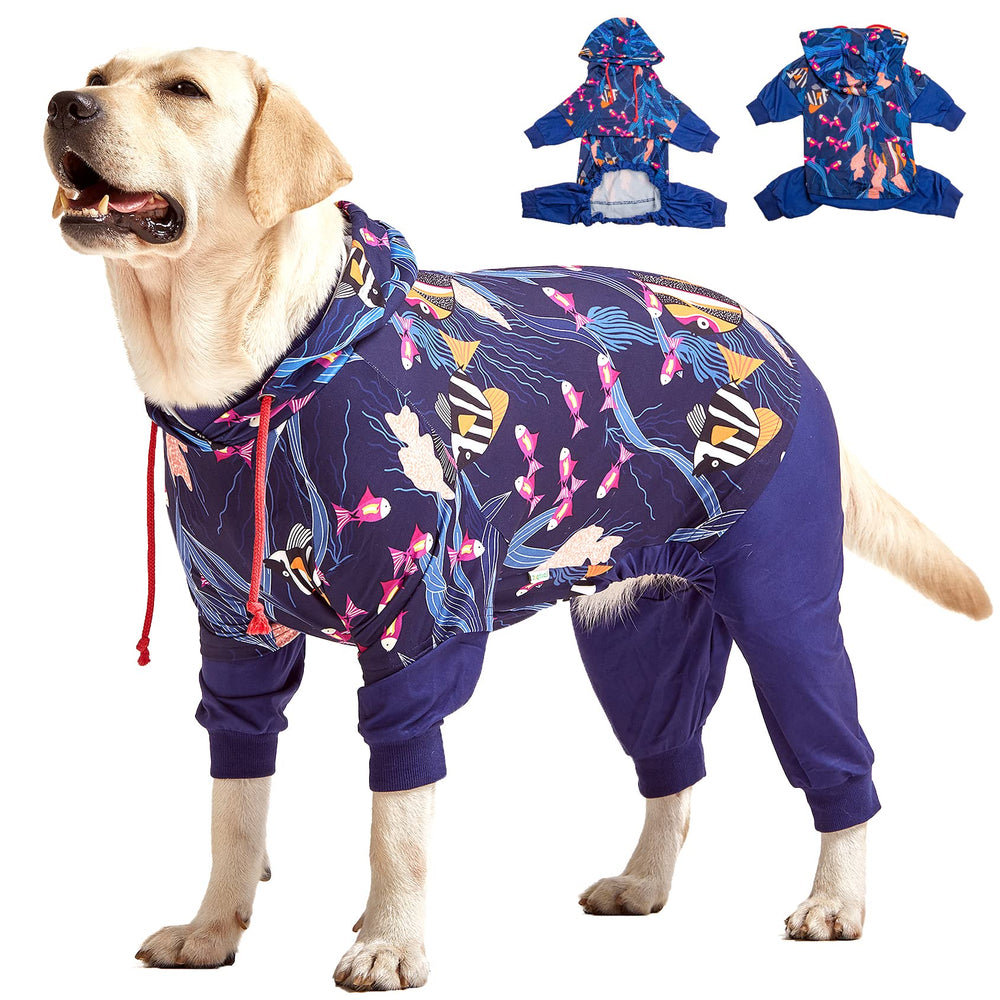 LovinPet Big Pitbull PJS seascape navy print offers lightweight warmth for nightly wear.