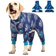 LovinPet boxer dogs onesie front view provides a comfortable recovery fit for dogs.