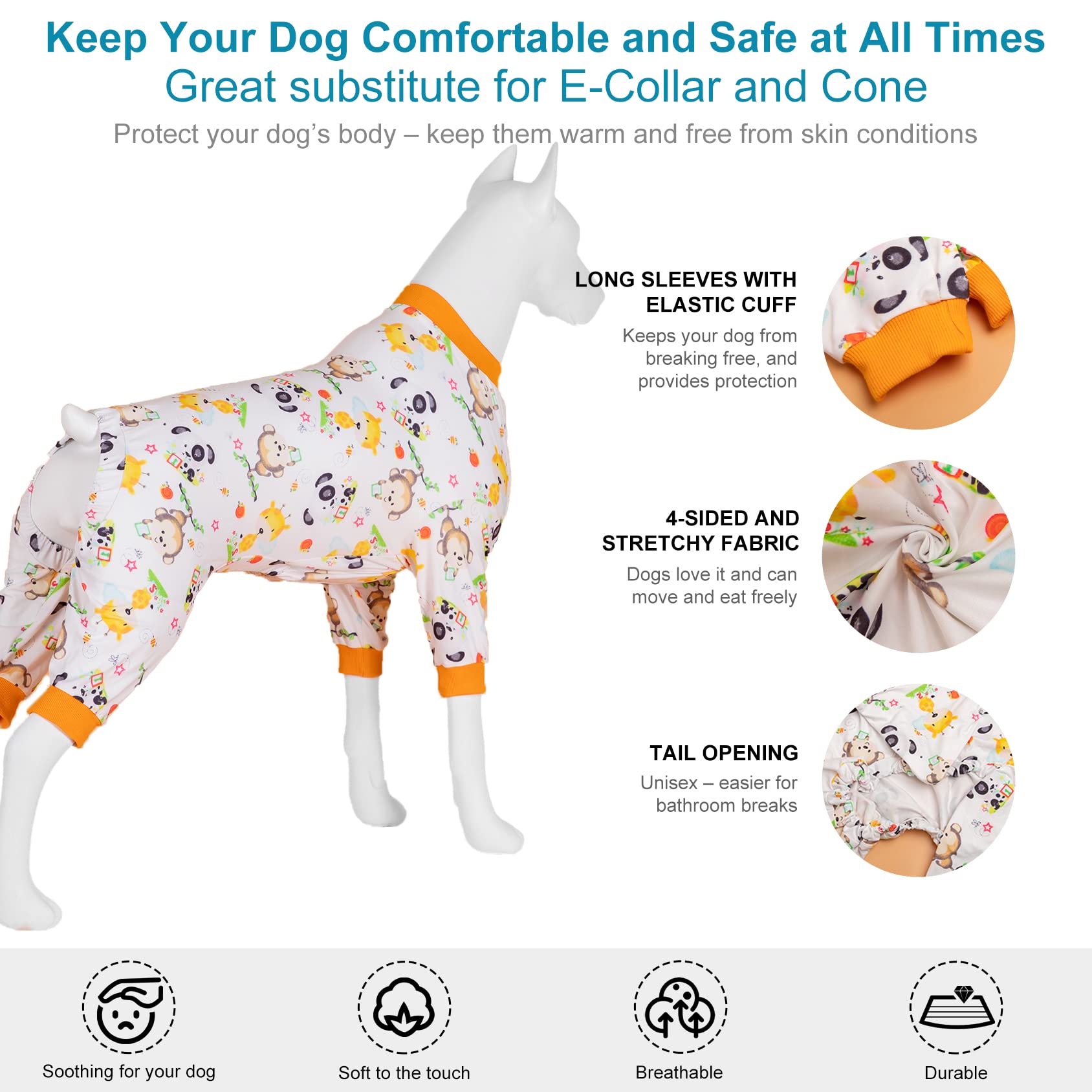 LovinPet Boxer Pajamas stretchy-fabric close-up emphasizes durable flexible material.