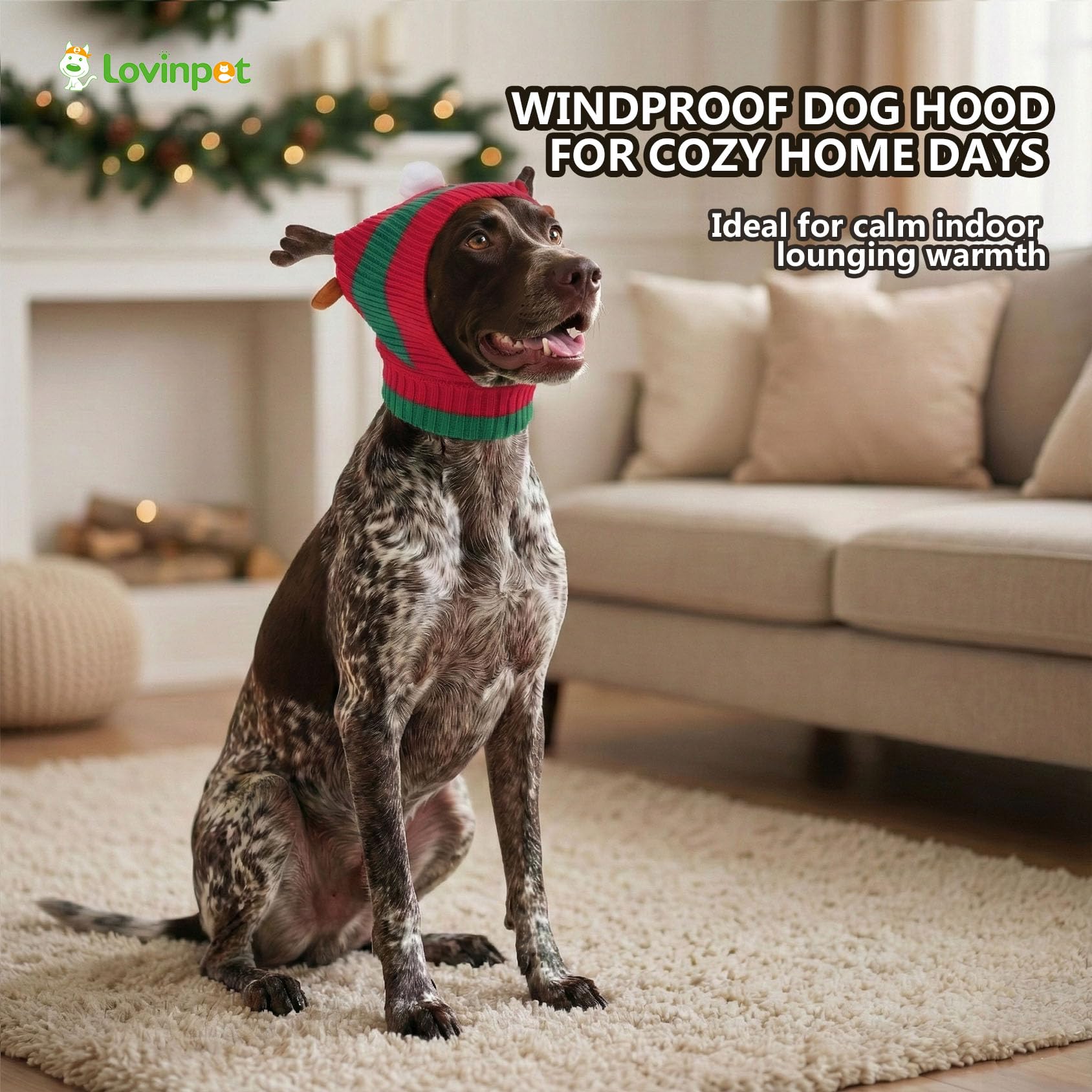 LovinPet Christmas dog hat snood adjustable one-size design