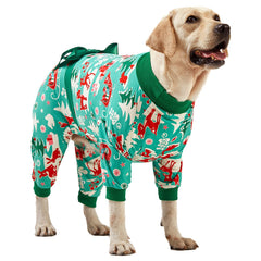 LovinPet Christmas pajamas large dog pullover aqua-prints for cozy warmth at night