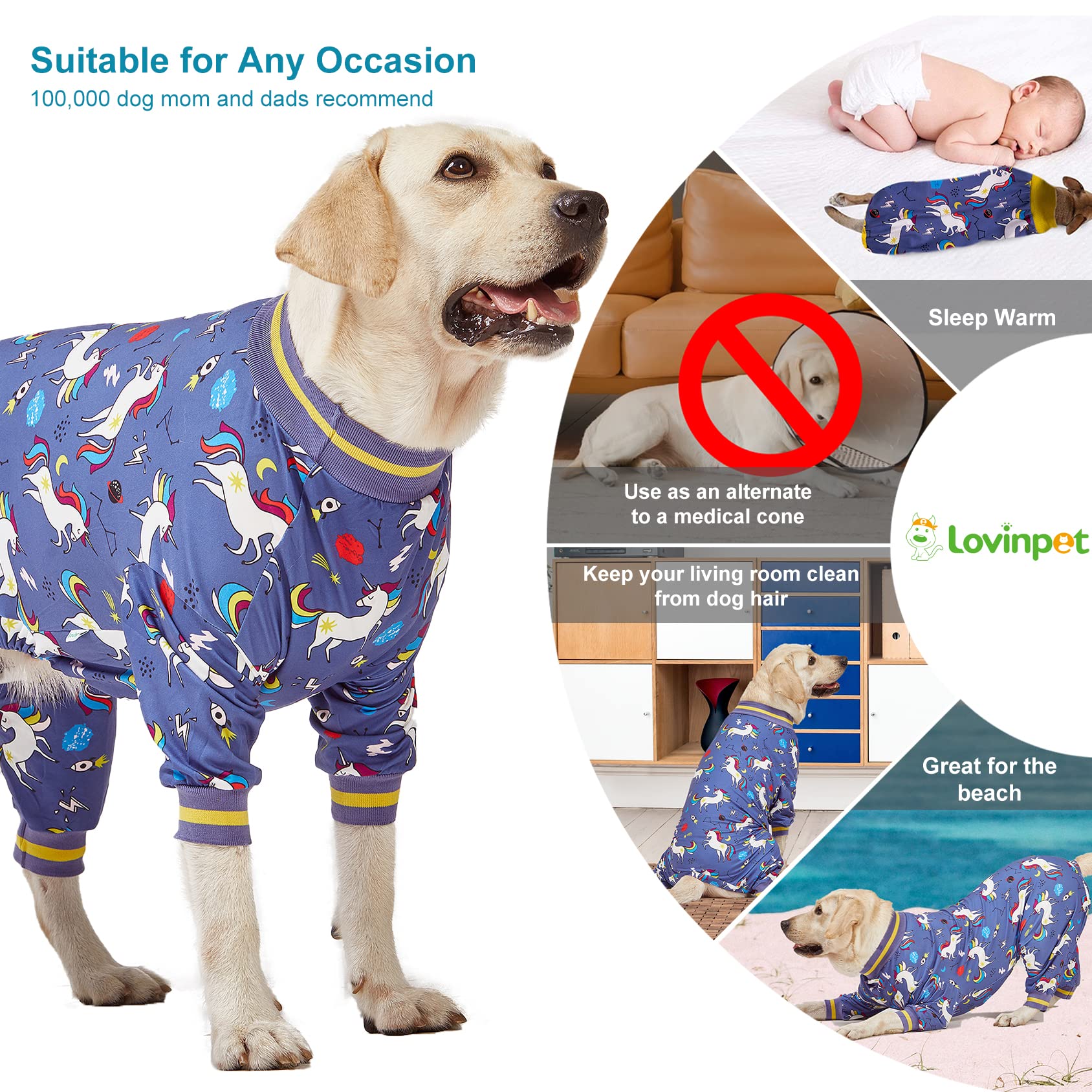 LovinPet cone-free recovery wear helps prevent licking and irritation.