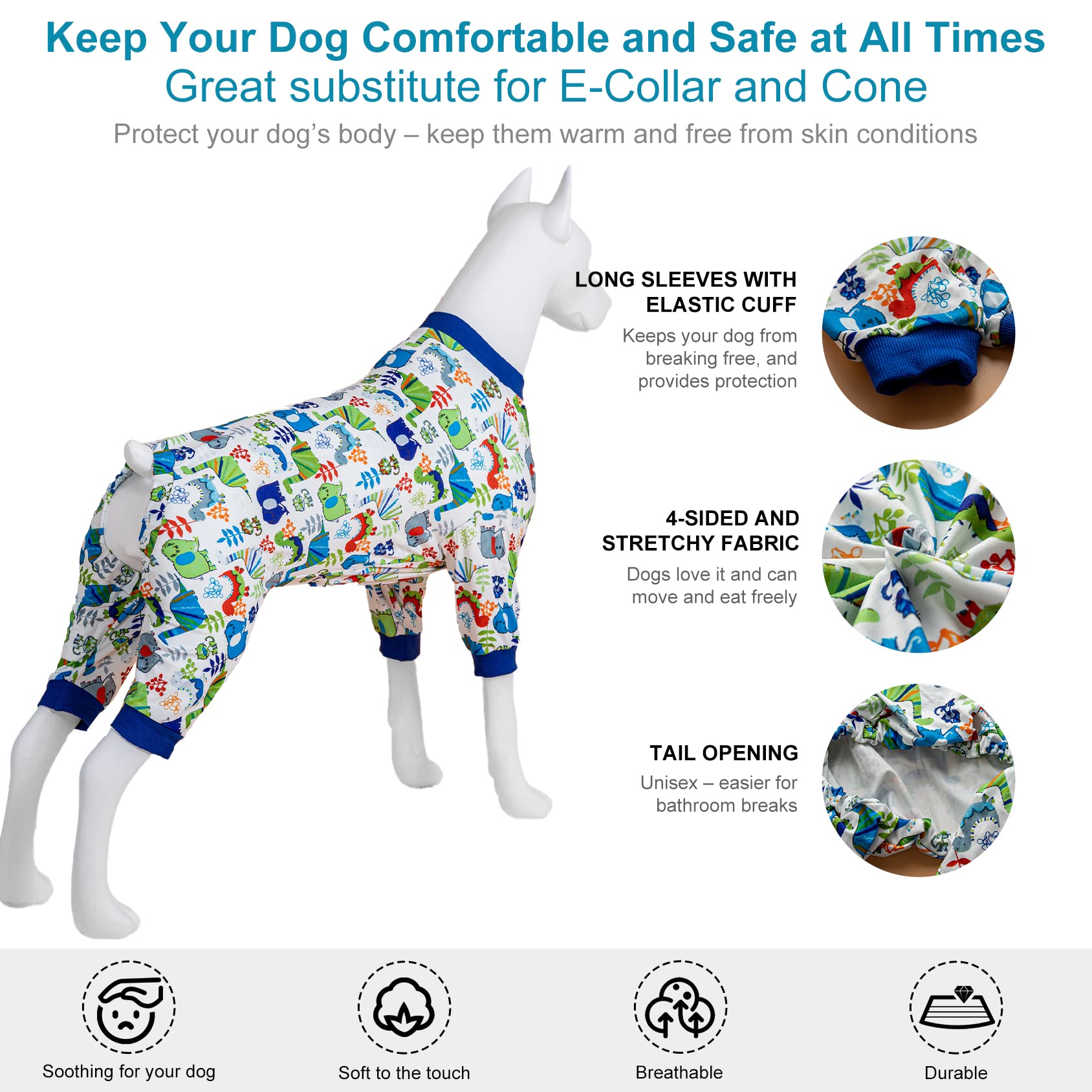 LovinPet blue-grey 3XL back view shows easy wear and stretch.