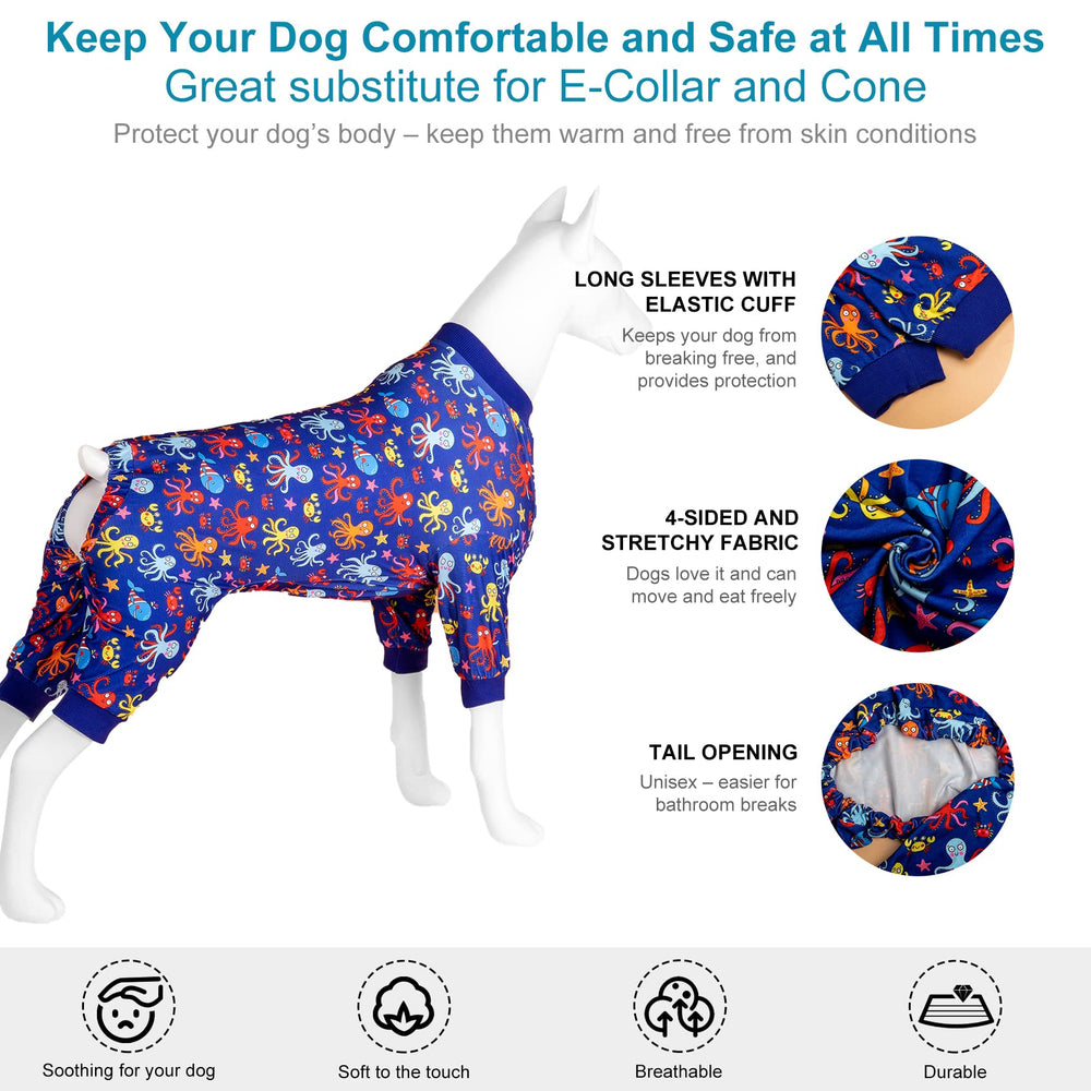 LovinPet Dog Jammies snug fit supports movement during recovery