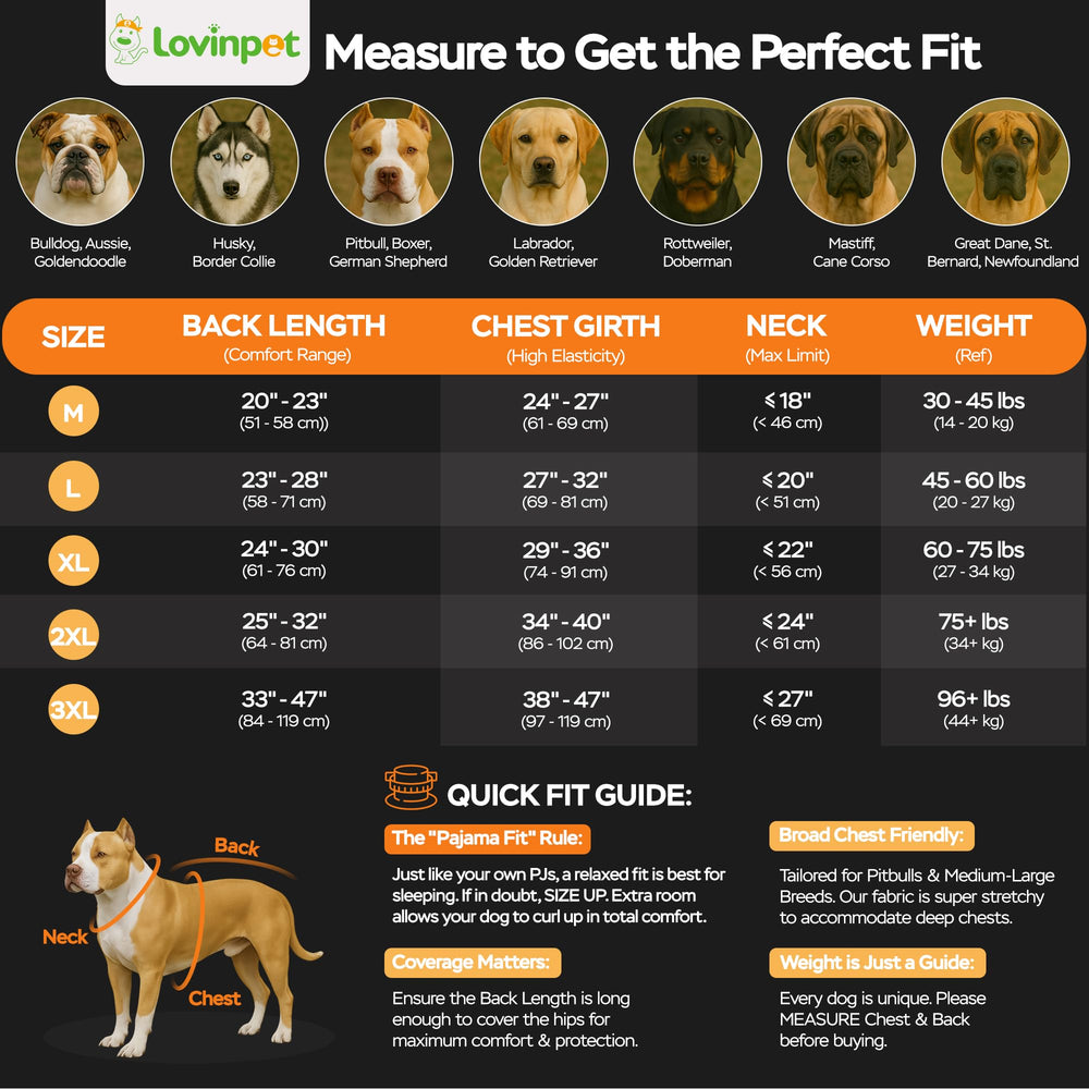 LovinPet post surgery wear for large dogs reduces licking and protects wounds