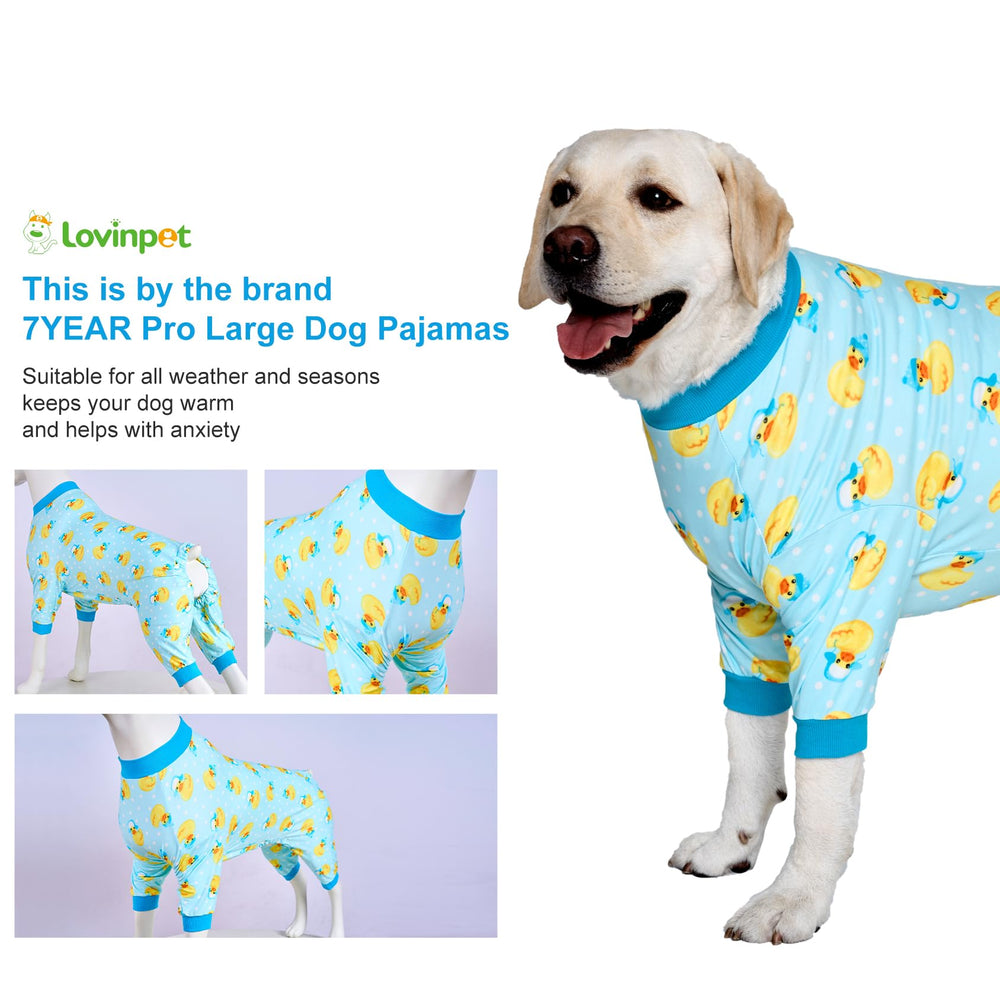 LovinPet dog-pajamas blue-print back view shows full coverage design
