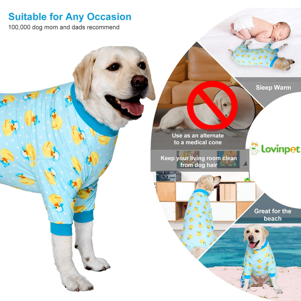LovinPet dog-pajamas blue-print side view for stylish lounging