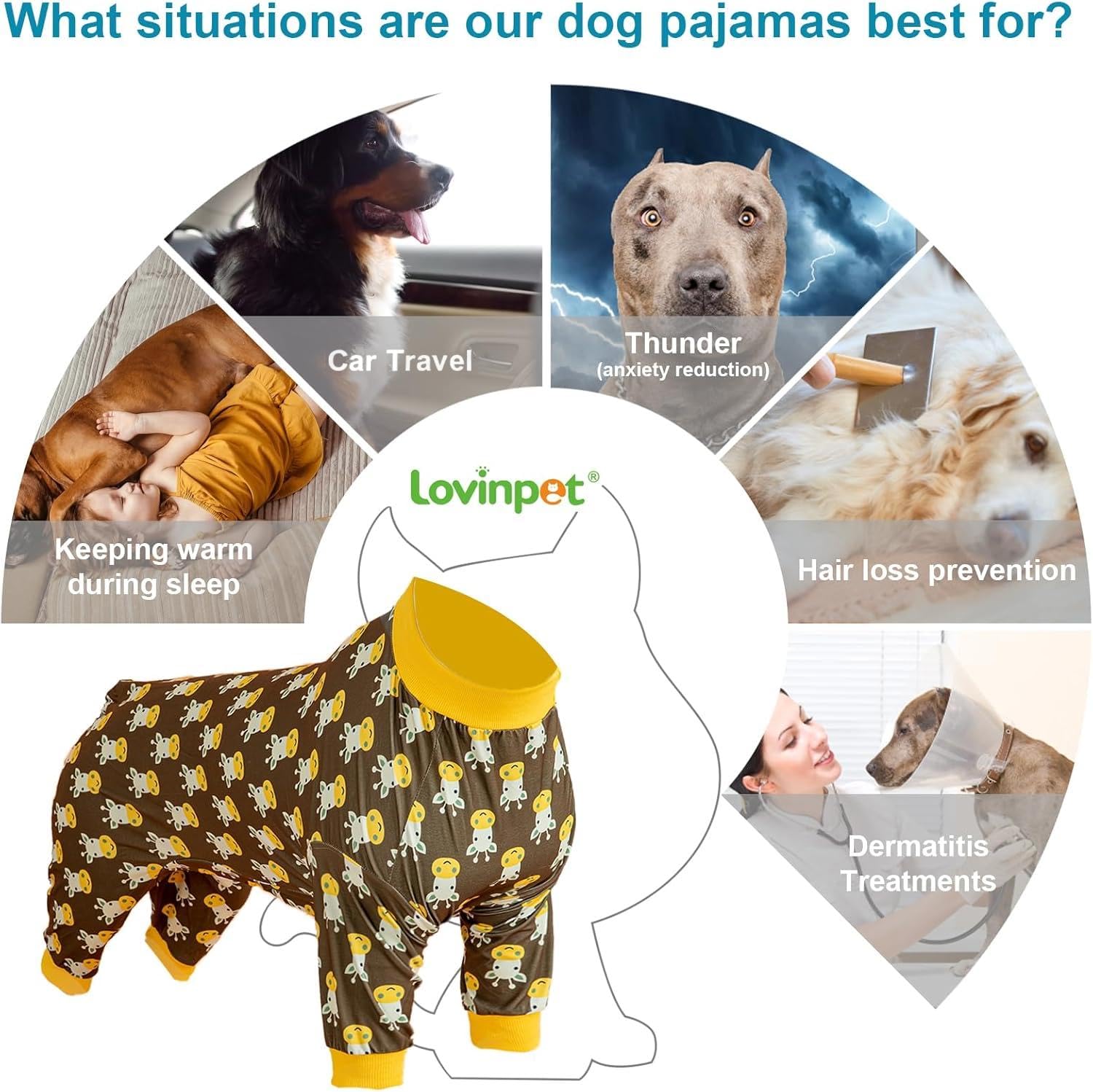 LovinPet dog pajamas easy-on-off, convenient daily wear for busy pet parents.