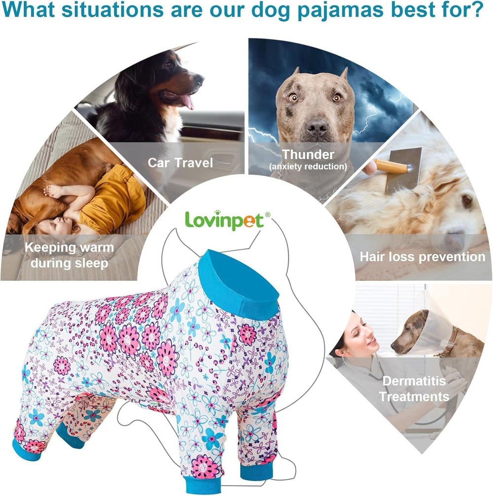 LovinPet dog pajamas large breed crew-neck design for simple on-and-off.