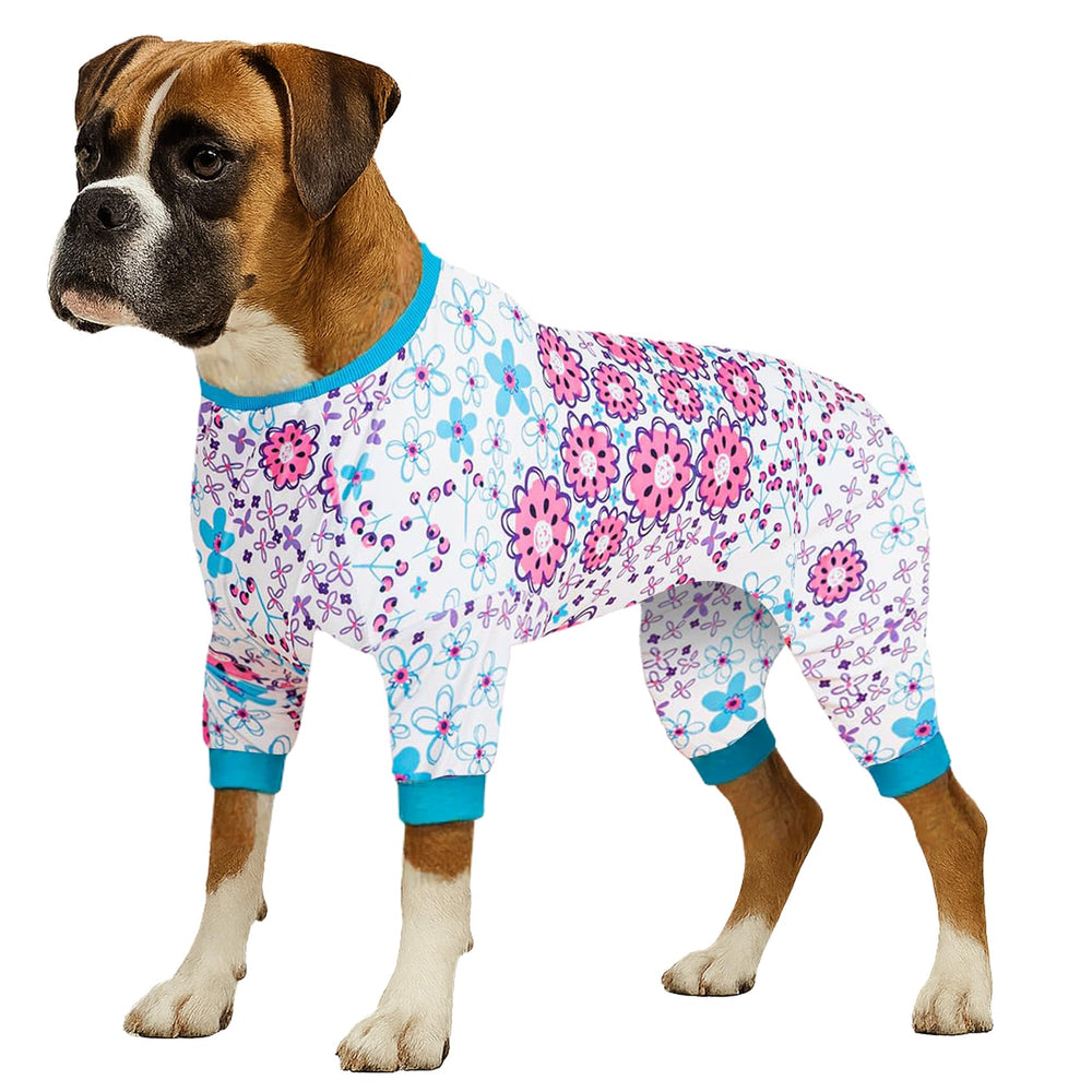 LovinPet dog pajamas large breed floral print provide comfortable all-day wear for big dogs.