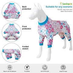 LovinPet dog pajamas large breed lightweight fabric keeps dogs cool and comfortable.