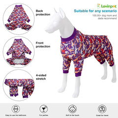 LovinPet dog pajamas closeup of lightweight stretchy fabric for breathable comfort during walks.