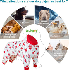 LovinPet dog pajamas whale print side view demonstrates cozy, machine-washable comfort.
