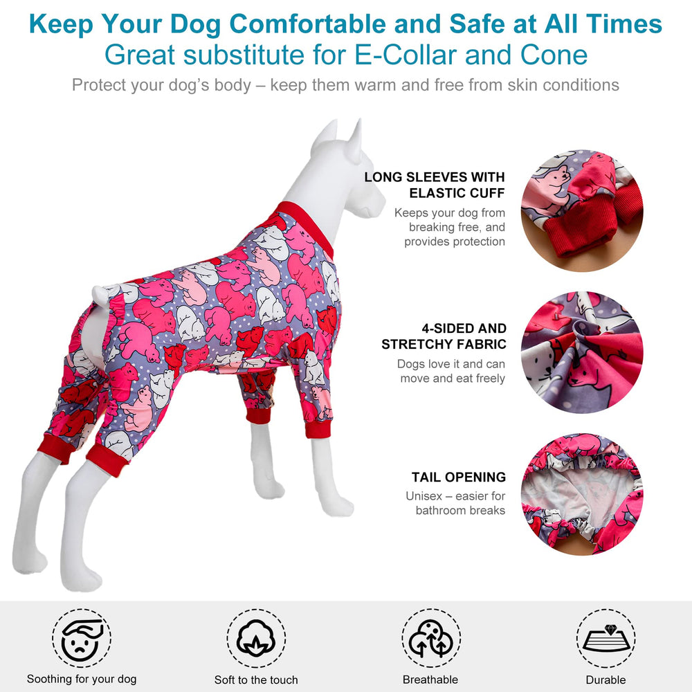 LovinPet polar fleece bear pink print pajama for cozy wear.