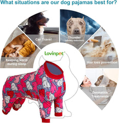 LovinPet Dog Pijama post-surgery recovery suit helps deter licking.