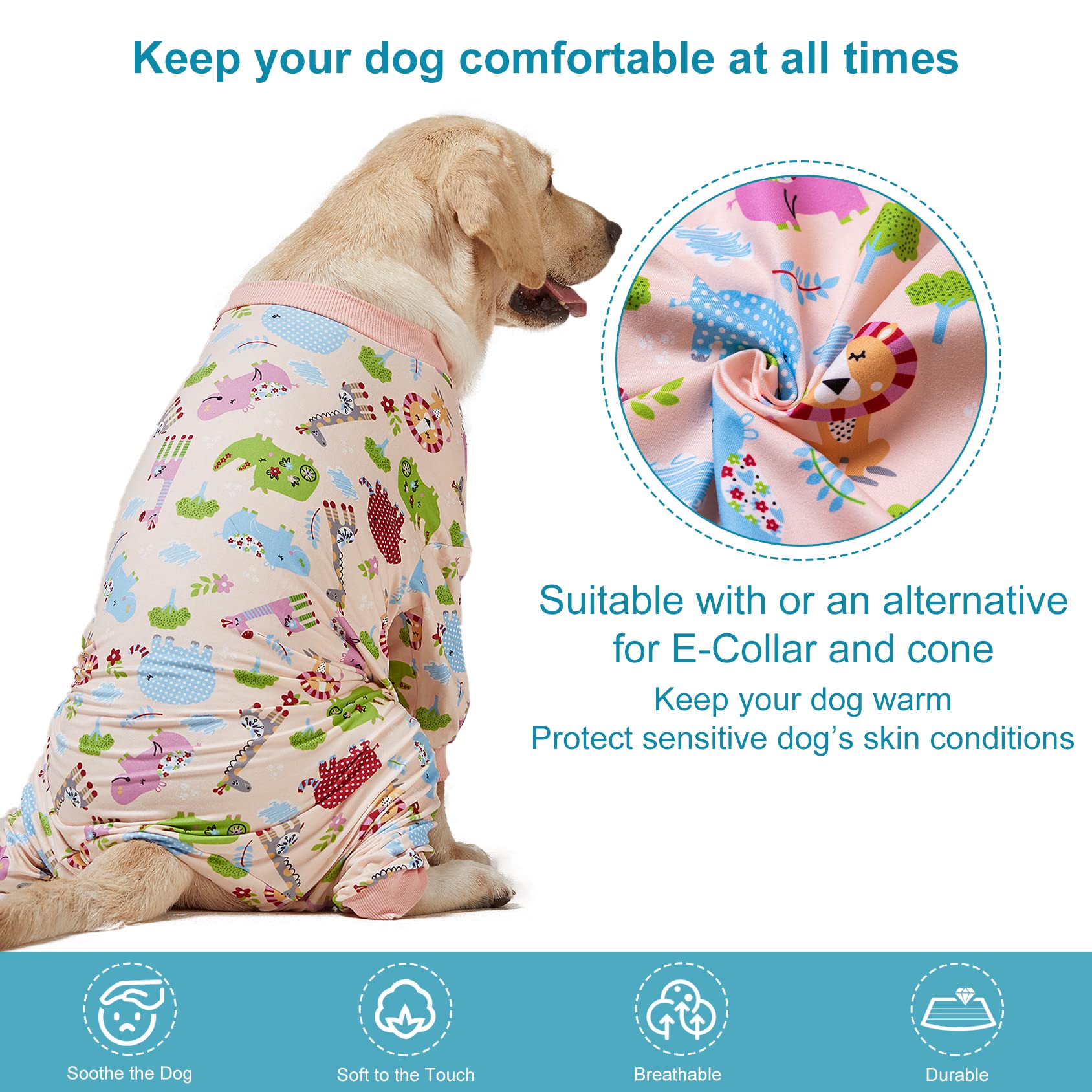LovinPet dog pjs easy-on-off design helps hassle-free dressing and lounging.