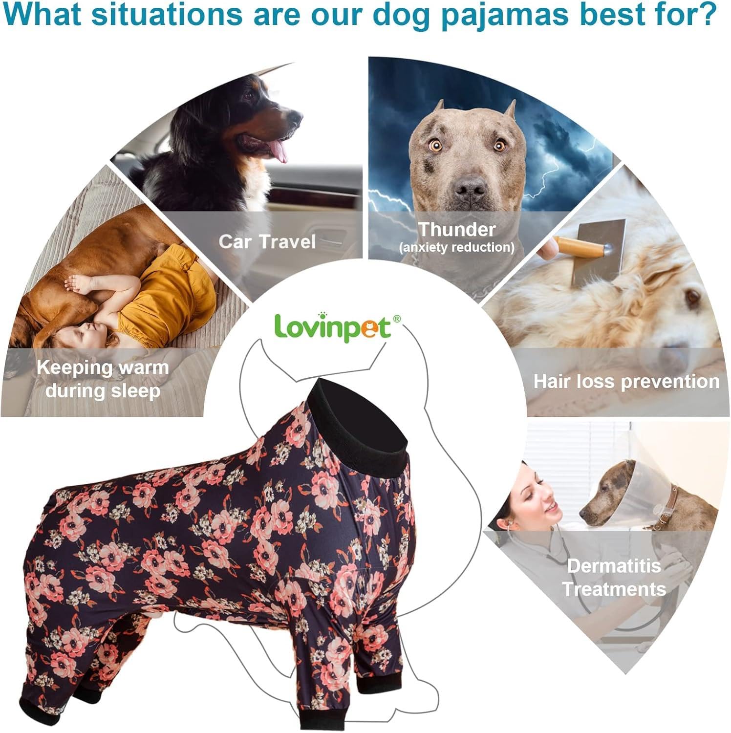LovinPet dog pjs recovery-warmth closeup highlights breathable material for year-round use