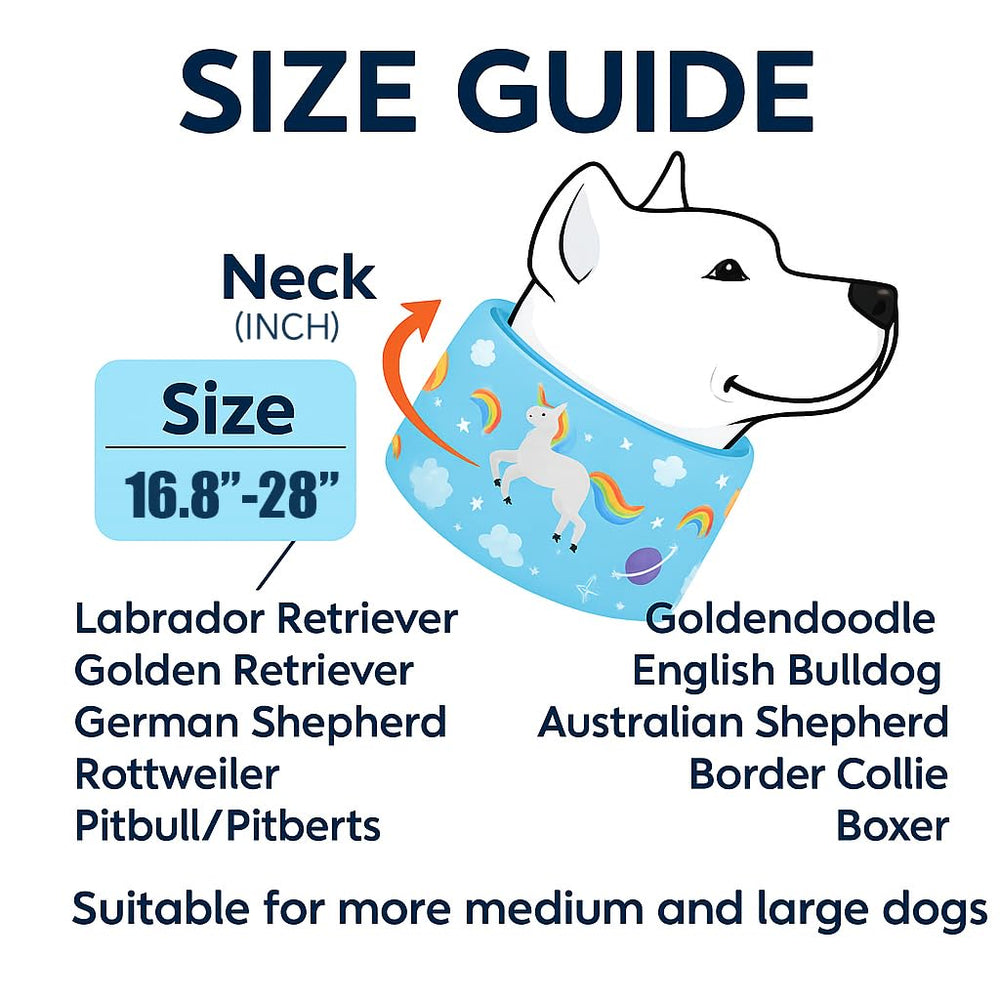 LovinPet recovery collar blue with starlight prints, close-up adjustable strap.